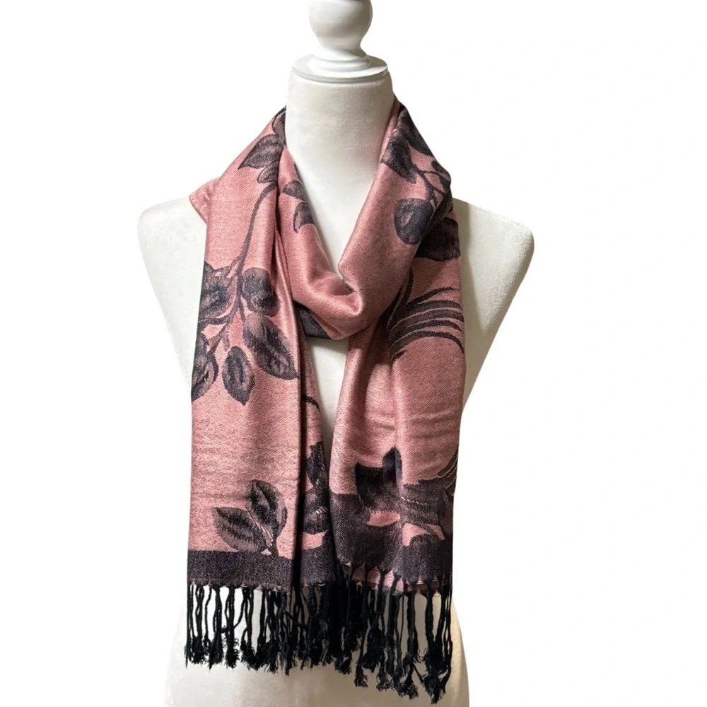 Pashmina Silk Floral Shawl/ Scarf/ Wrap NEW